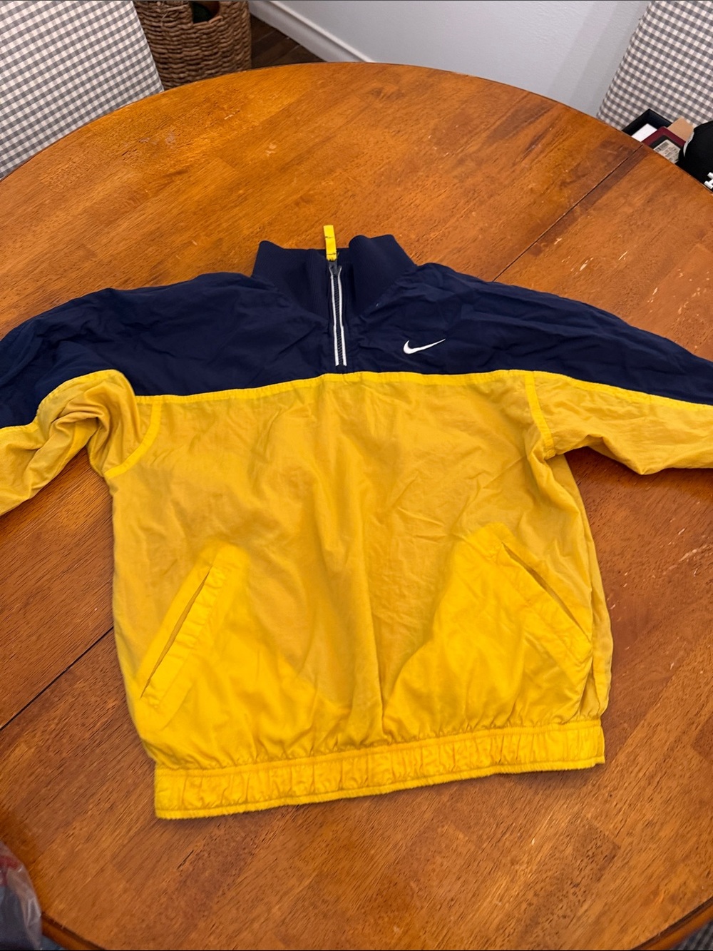 Nike Yellow and Navy, Quarter-Zip Pullover Windbreaker kids M medium reversible